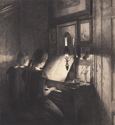 Dvě malé holčičky u klavíru od Peter Vilhelm Ilsted