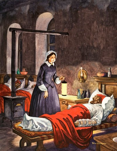 Florence Nightingalová. Dáma s lampou navštěvuje nemocné vojáky v nemocnici od Peter Jackson