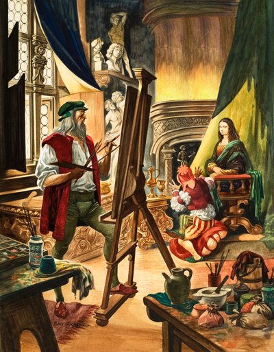 Leonardo da Vinci maluje portrét Mony Lisy od Peter Jackson