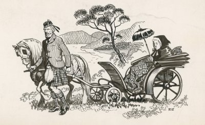Queen Victoria a John Brown (inkoust na papíře) od Peter Jackson
