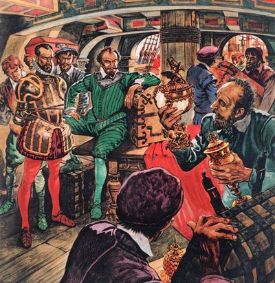 Sir Francis Drake ve své kajutě od Peter Jackson