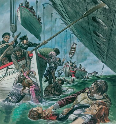 Potopení Titaniku (kvaš na papíře) od Peter Jackson