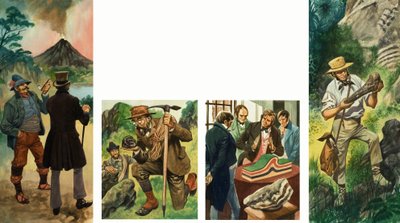 Neidentifikovaný sled ilustrací znázorňujících geologický průzkum od Peter Jackson