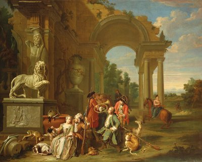 Lovecká párty v klasických ruinách od Peter Jacob Horemans
