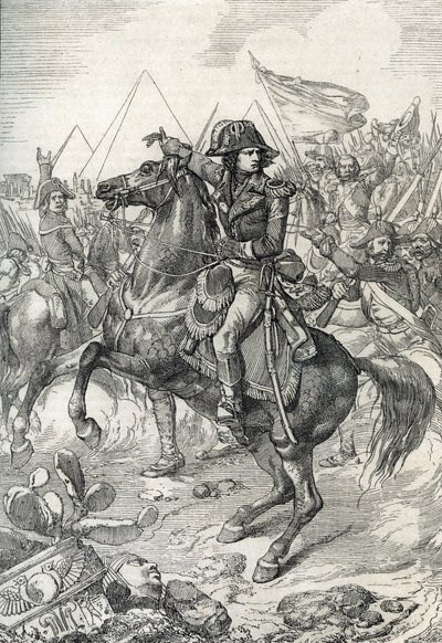 Kampaň (expedice) Egypta (1798-1801): Generál Napoleon Bonaparte (1765-1821) před pyramidami od Peter Johann Nepomuck Geiger