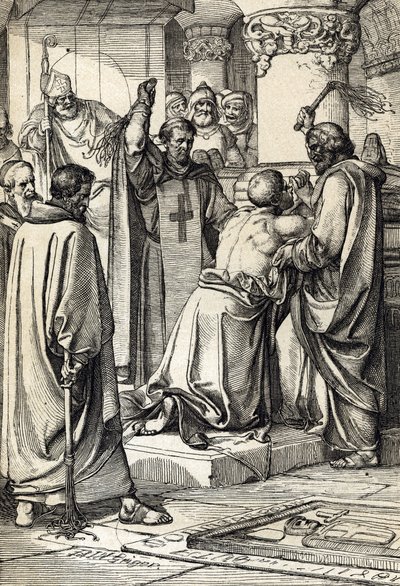 Anglický král Jindřich II. (1133-1189) zapletl do atentátu na Thomase Becketa fait pokání u hrobky arcibiskupa od Peter Johann Nepomuck Geiger