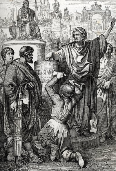 Založení Konstantinopole císařem Konstantinopolem velkým, který přenesl hlavní město císařství do Byzance, kterou přejmenoval na Konstantinopol od Peter Johann Nepomuck Geiger
