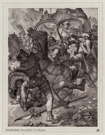Útok na doprovod císařovny Eleonory od Peter Johann Nepomuk Geiger