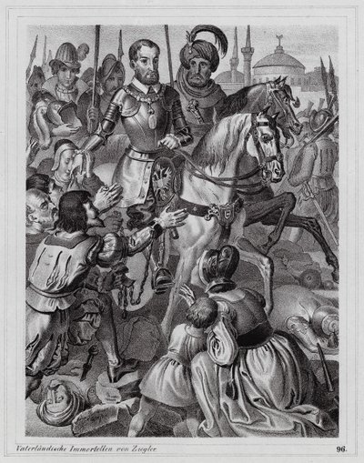 Karel V. osvobozuje křesťanské otroky z Tunisu od Peter Johann Nepomuk Geiger