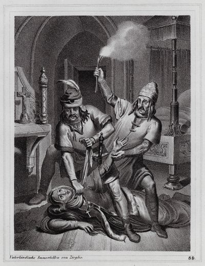 Vražda Ludmily České, 921 (rytina) od Peter Johann Nepomuk Geiger