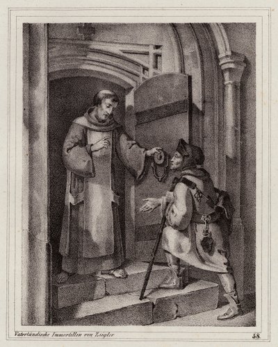 Psanec Jan Parricida hledá útočiště v klášteře v Pise od Peter Johann Nepomuk Geiger