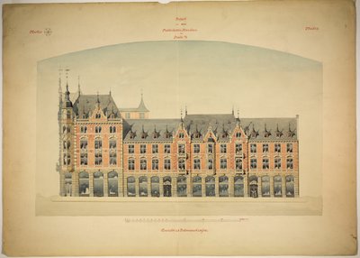 Nová budova Rathskeller, Halle (Saale), Sasko-Anhaltsko, Německo, Nadmořská výška od Peter Joseph Weber