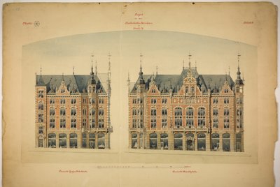 Nová budova Rathskeller, Halle (Saale), Sasko-Anhaltsko, Německo, Elevations od Peter Joseph Weber