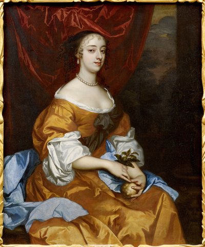 Baroko: Portrét Margaret Hughesové (Peg Hughes nebo Margaret Hewes) (asi 1630-1719) par Lely, Sir Peter (1618-1680). Olej na plátně od Peter Lely