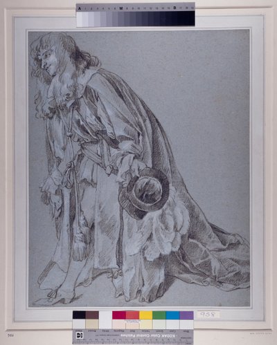 Uctivá postava (křída na papíře) od Peter Lely
