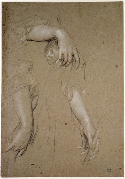 Studie rukou, 17. století (křída na papíře) od Peter Lely