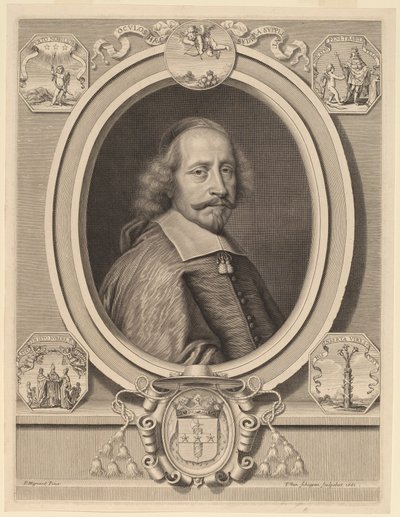 kardinál Jules Mazarin od Peter Ludwig van Schuppen after Pierre Mignard I