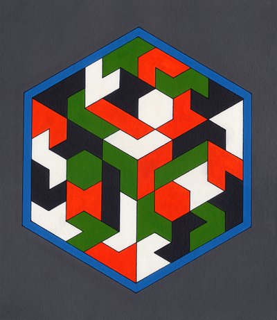 Hexiamonds, 2008 (akryl na plátně) od Peter McClure