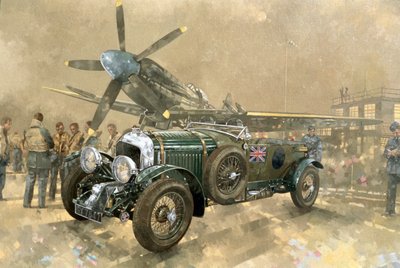 Bentley a Spitfire (olej na plátně) od Peter Miller