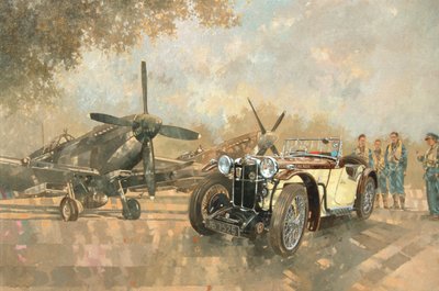 Cream Cracker MG 4 Spitfires (olej na plátně) od Peter Miller