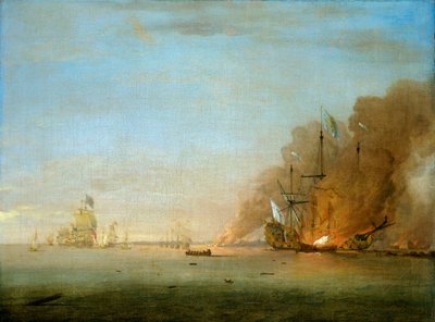 Zničení lodi Soleil Royal v bitvě u La Hogue, 23. května 1692 od Peter Monamy