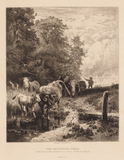 Vracející se stádo, c. 1885. od Peter Moran