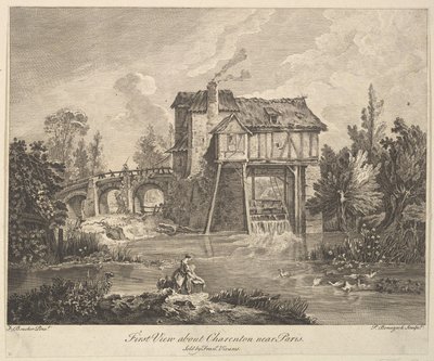 První pohled na Clarenton poblíž Paříže, polovina až konec 18. století. od Peter Paul Benazech