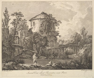 Druhý pohled na Charenton poblíž Paříže, polovina až konec 18. století. od Peter Paul Benazech