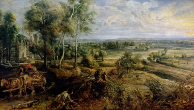 Podzimní krajina s výhledem na Het Steen v časném ránu, kolem roku 1636 od Peter Paul Rubens