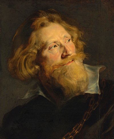 Baroko: Portrét vousatého muže s bílým límečkem a zlatými řetězy par Rubens, Pieter Paul (1577-1640). Olej na dřevě, 50,9x41,2. Soukromá sbírka od Peter Paul Rubens