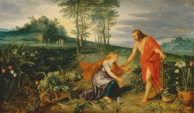 Kristus se zjevuje Marii Magdaleně o velikonočním ránu (Noli me tangere). Kolem roku 1626 od Peter Paul Rubens