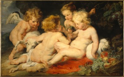 Malý Ježíšek s chlapcem Janem a dvěma anděly od Peter Paul Rubens