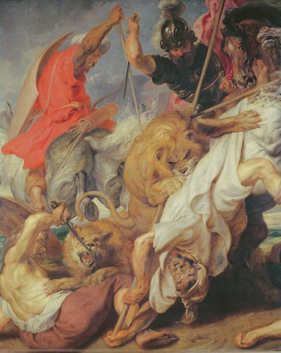 Detail Lovu na lva, 1621 olej na plátně viz 203326 a 196202 od Peter Paul Rubens