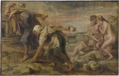 ""Deucalion and Pyrrha"" Obraz Pietera Paula Rubense (1577-1640) vers. 1636 - Olej na dřevě Rozměr 26,4x41,7 cm Museo del Prado, Madrid od Peter Paul Rubens