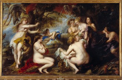 Diane a nymfa Callisto Diane překvapí těhotnou callisto nymfu Dia. Nymfa skrývá své těhotenství. Obraz Pierre Paul (Pierre-Paul) Rubens (nebo Peter Paul nebo Petrus Paulus) (1577-1640) 17. století Sun. 2,02x3,23 m Madrid, muzeum Prado od Peter Paul Rubens