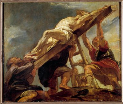 Povýšení kříže (náčrt pro oddělení stropu kostela jezuitů v Antverpách) Malba Pierra Paula (Pierre-Paul) Rubense (nebo Petra Pavla nebo Petruse Pauluse) (1577-1640) 1620 ne. 0,32x0,37 m . od Peter Paul Rubens