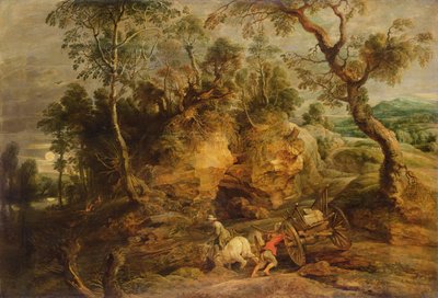 Krajina s kamennými nosiči, cca 1620 (olej na plátně přenesený z panelu) od Peter Paul Rubens