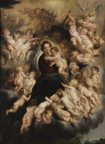 Maria s dítětem ve věnci andělů od Peter Paul Rubens