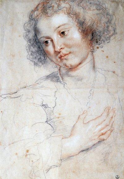 Portrét ženy (studie k portrétu svaté Apollonie) (kresba od Peter Paul Rubens