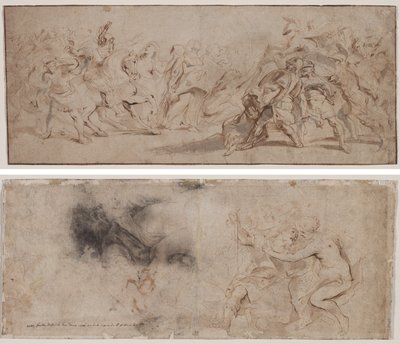 Smíření Římanů a Sabinek (recto) Venuše odzbrojující Mars, studie drapérie (verso) od Peter Paul Rubens