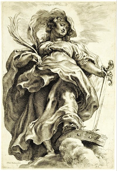 Svatá Kateřina Alexandrijská v oblacích od Peter Paul Rubens