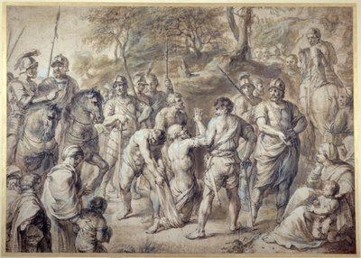 Svatý Ondřej vedl k mučednictví (pero a inkoust s praním na papíře) od Peter Paul Rubens