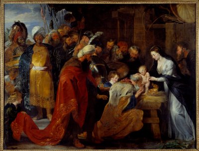 Obraz Klanění tří králů od Pierra Paula (Pierre-Paul) Rubense (nebo Petra Pavla či Petruse Pauluse) (1577-1640) 1617 ne. 2,51x3,28 m Lyon, Musee des Beaux Arts od Peter Paul Rubens