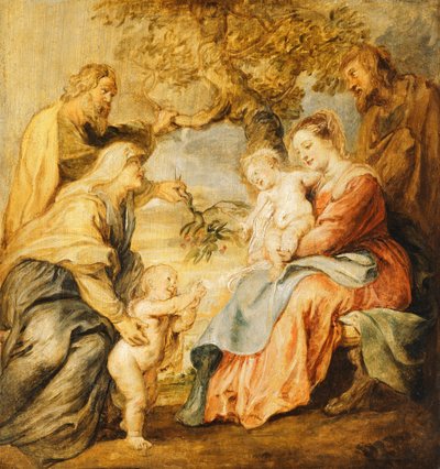 Svatou rodinu navštívili svatí Alžběta, Zachariáš a Svatý Jan Křtitel, od Peter Paul Rubens