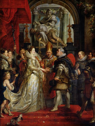 Sňatek Marie de Medici (1573-1642) a Jindřicha IV. (1573-1642) 5. října 1600, 1621-25 od Peter Paul Rubens