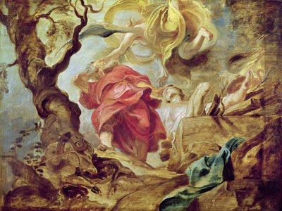 Obětování Izáka, skica pro řez stropu v jezuitském kostele, Antverpy, 1620-21 od Peter Paul Rubens