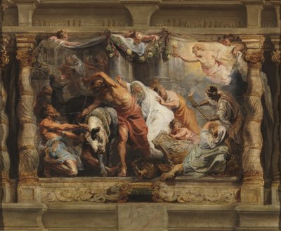 Triumf eucharistie nad modloslužbou, kolem roku 1625 (olej na dřevě) od Peter Paul Rubens