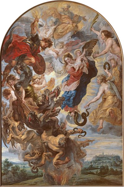 Panna Maria jako apokalyptická žena na měsíci od Peter Paul Rubens