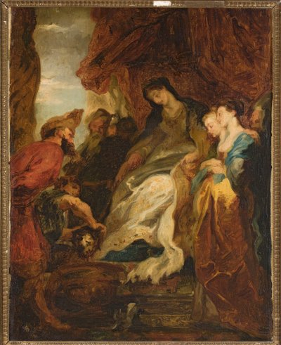 Tomyris přikazuje ponořit hlavu Kýra do mísy s krví (Hérodotos, Dějiny, I, 214) od Peter Paul Rubens