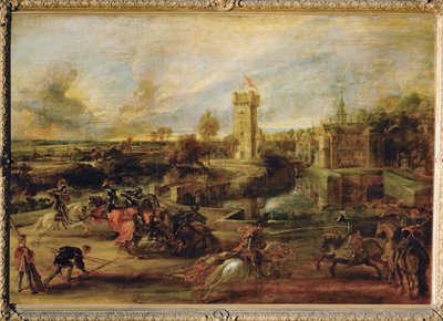 Turnaj u příkopu hradu Steen (malba na dřevě) od Peter Paul Rubens